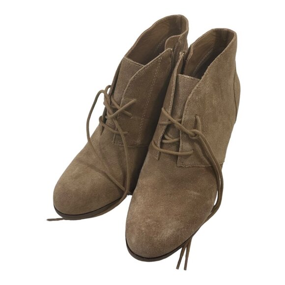 LUCKY BRAND SHYLOW Women SZ 9.5M/41 Brown Suede Leather Wedge Booties Lace Up - Picture 13 of 13